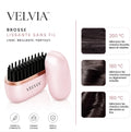 Brosse lissante sans fil VELVIA et ses trois températures : 160, 180 et 200 °C